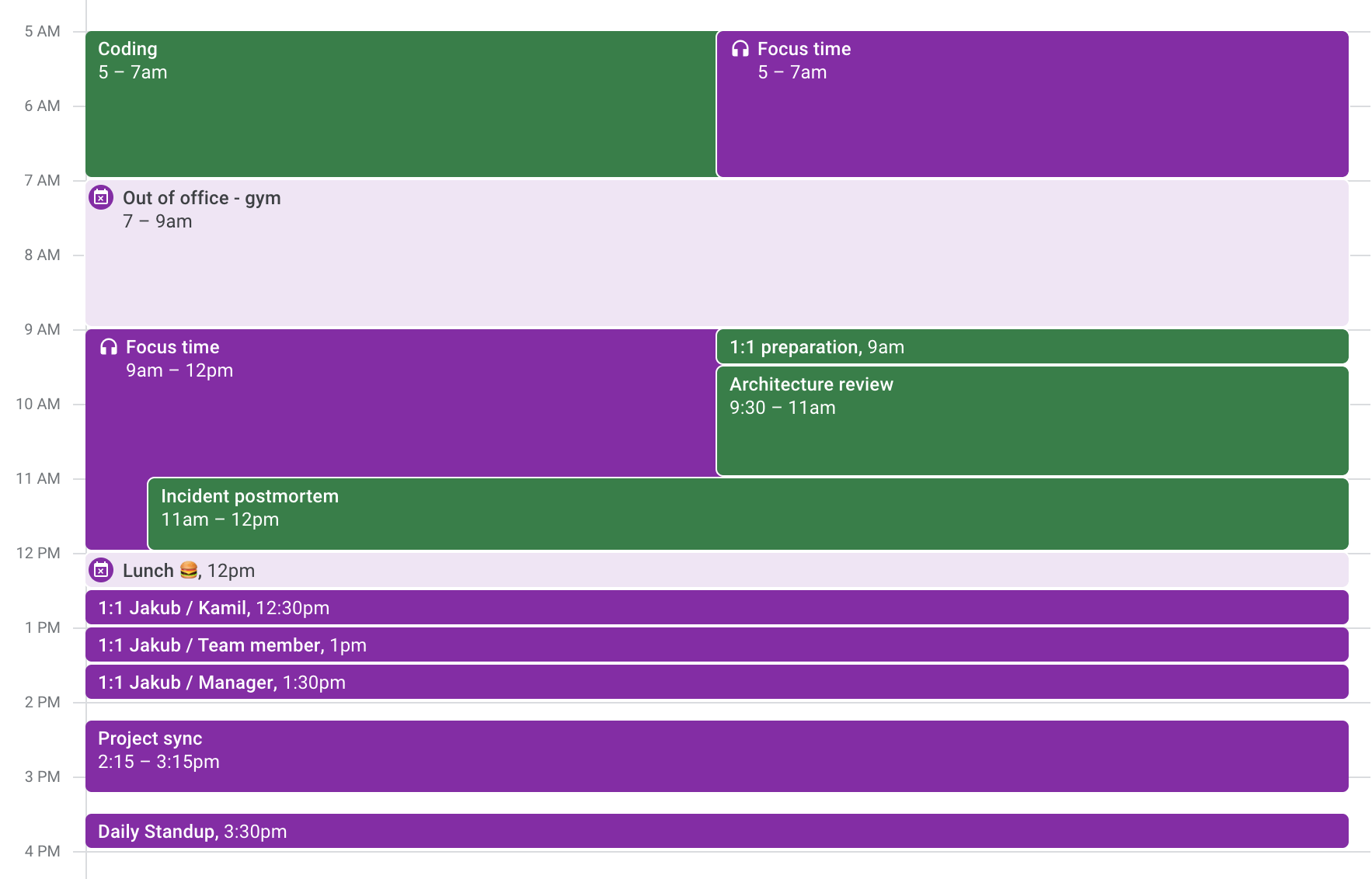 Example calendar from Jakub